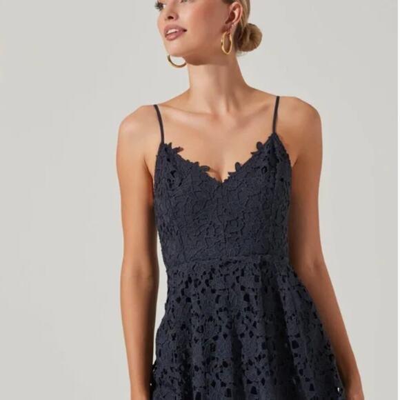 Astr The Label Lace A-Line Midi Dress Navy - Picture 2 of 12